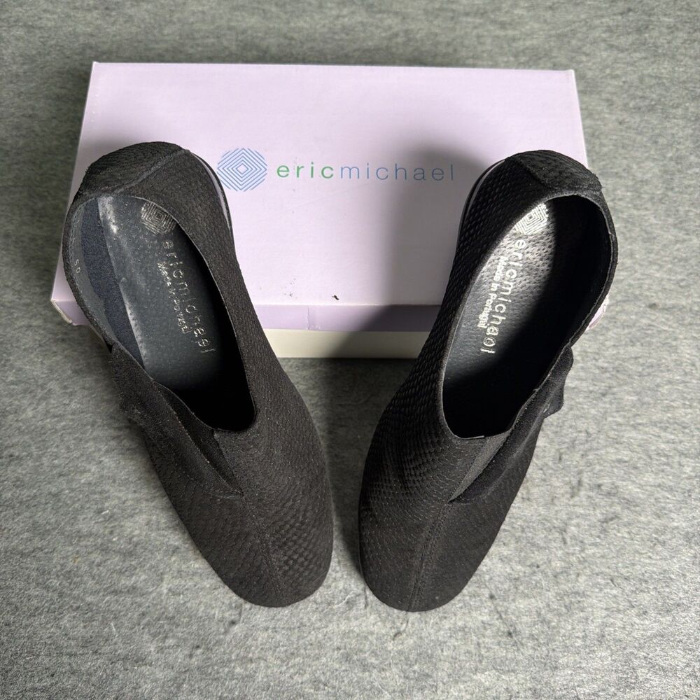 Eric Michael Women's Suede Black Shoes With Box - Sz EU 39 US 8.5
